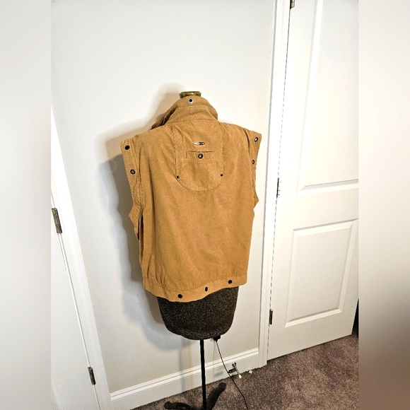 Vintage Jamie Sadock Womens Faux Suede Brown Vest Zip Pockets Lined Size Large - Picture 10 of 11